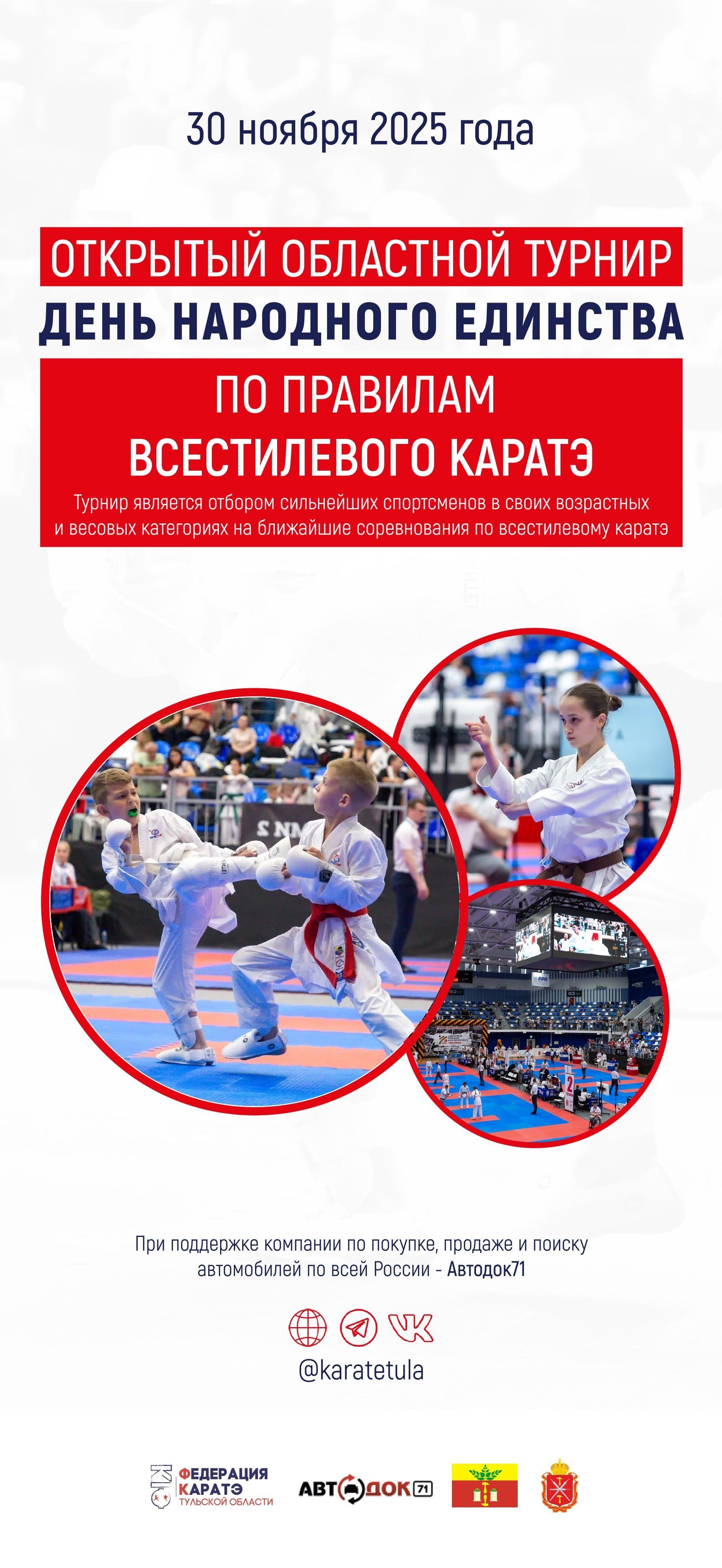 Открытый областной турнир по правилам всестилевого каратэ «День народного единства» в Туле
